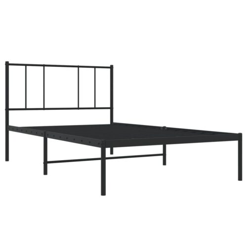 Metal Bed Frame with Headboard Black 107x203cm King Single - Image 5