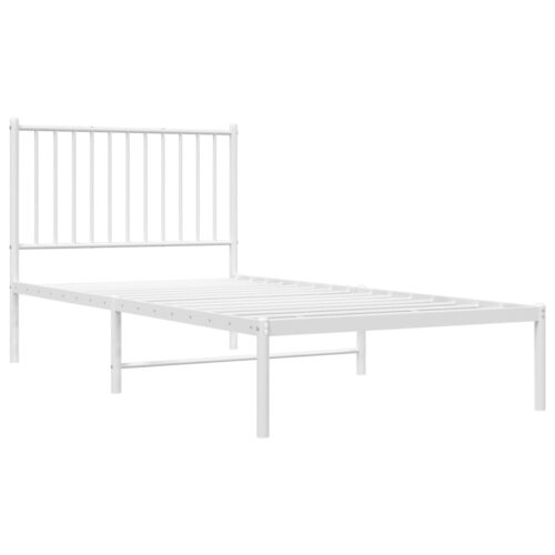 Metal Bed Frame with Headboard White 90x190cm - Image 4