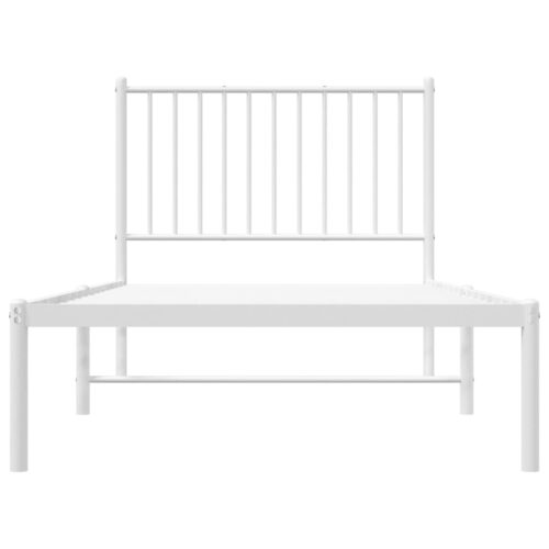 Metal Bed Frame with Headboard White 90x190cm - Image 5