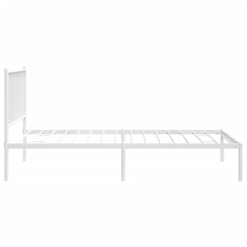 Metal Bed Frame with Headboard White 90x190cm - Image 6