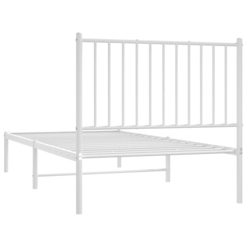 Metal Bed Frame with Headboard White 90x190cm - Image 7