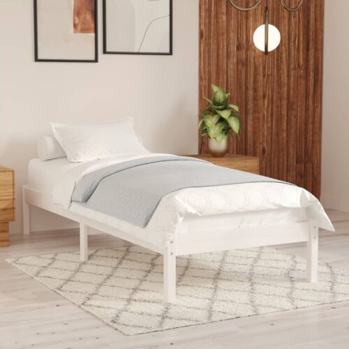 Bed Frame White Solid Wood 90x190cm