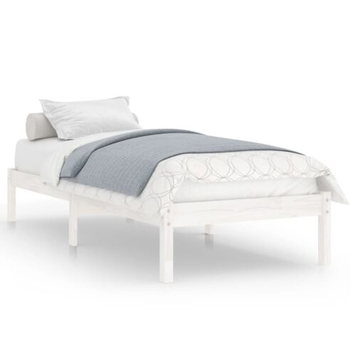 Bed Frame White Solid Wood 90x190cm - Image 2
