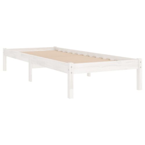 Bed Frame White Solid Wood 90x190cm - Image 3