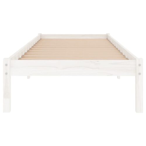 Bed Frame White Solid Wood 90x190cm - Image 4