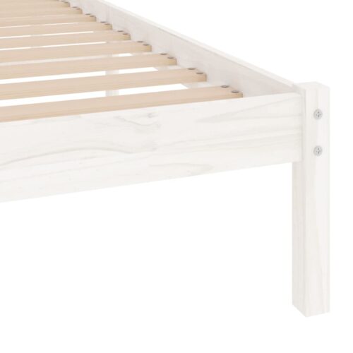 Bed Frame White Solid Wood 90x190cm - Image 6