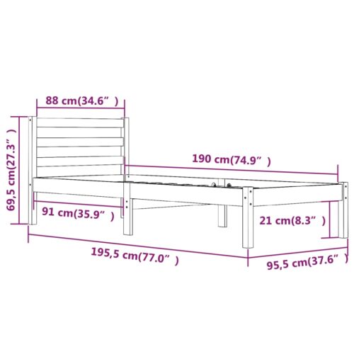 Bed Frame 90x190cm White - Image 8