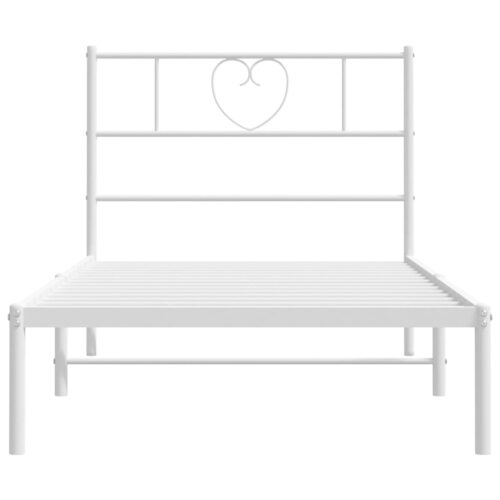 Metal Bed Frame with Headboard White 107x203cm King Single - Image 4