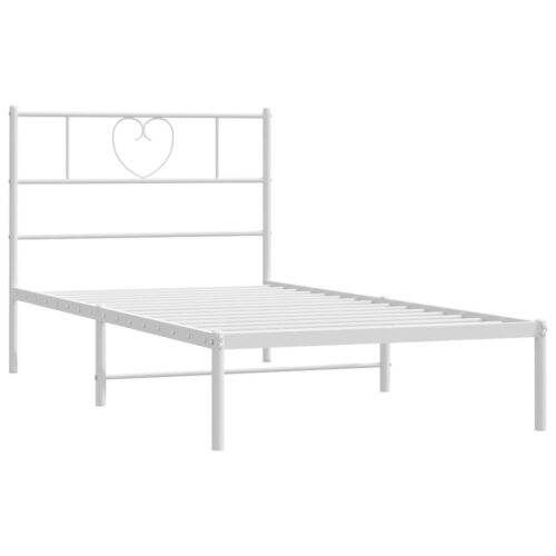 Metal Bed Frame with Headboard White 107x203cm King Single - Image 5