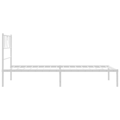 Metal Bed Frame with Headboard White 107x203cm King Single - Image 6