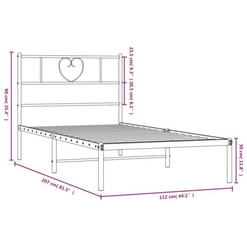 Metal Bed Frame with Headboard White 107x203cm King Single - Image 9