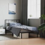 Metal Bed Frame with Headboard Black 107x203cm King Single