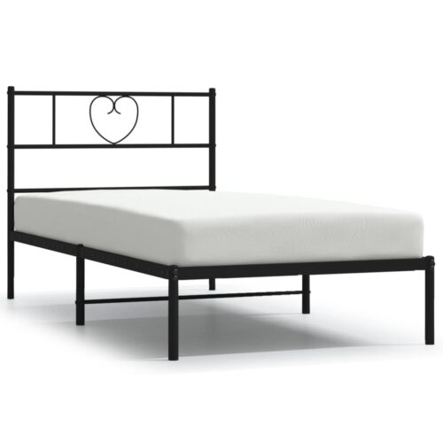 Metal Bed Frame with Headboard Black 107x203cm King Single - Image 2