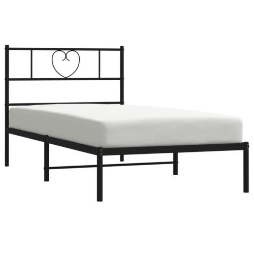 Metal Bed Frame with Headboard Black 107x203cm King Single - Image 3