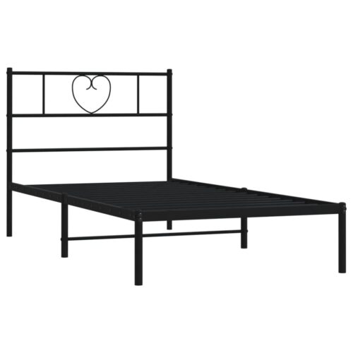 Metal Bed Frame with Headboard Black 107x203cm King Single - Image 4