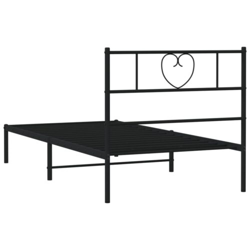 Metal Bed Frame with Headboard Black 107x203cm King Single - Image 7
