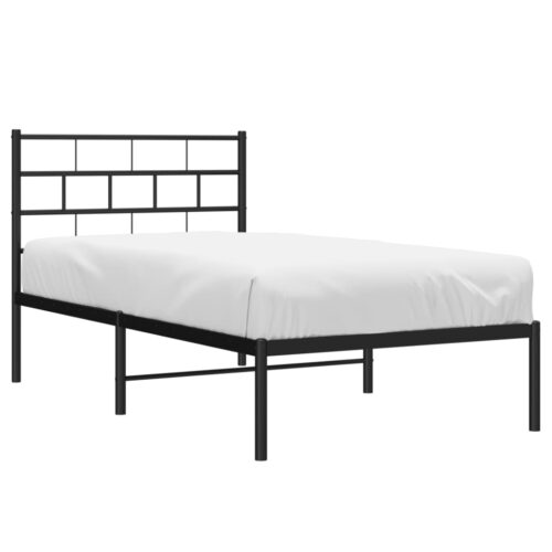 Metal Bed Frame with Headboard Black 107x203cm King Single - Image 3