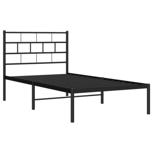 Metal Bed Frame with Headboard Black 107x203cm King Single - Image 4