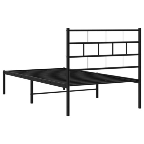 Metal Bed Frame with Headboard Black 107x203cm King Single - Image 7