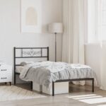 Metal Bed Frame with Headboard Black 107x203cm King Single