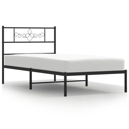 Metal Bed Frame with Headboard Black 107x203cm King Single - Image 2