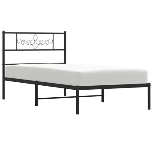 Metal Bed Frame with Headboard Black 107x203cm King Single - Image 3