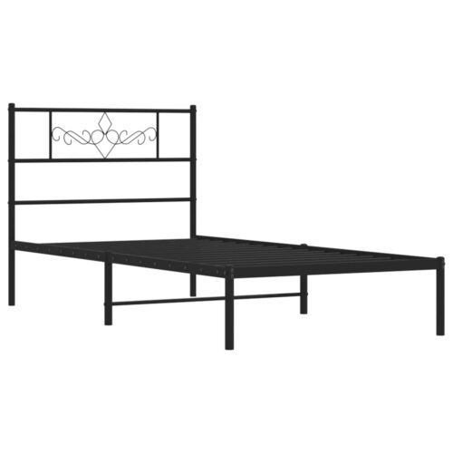 Metal Bed Frame with Headboard Black 107x203cm King Single - Image 4