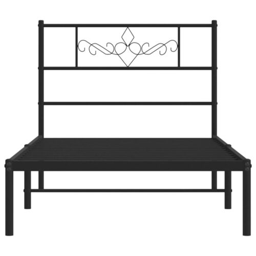 Metal Bed Frame with Headboard Black 107x203cm King Single - Image 5