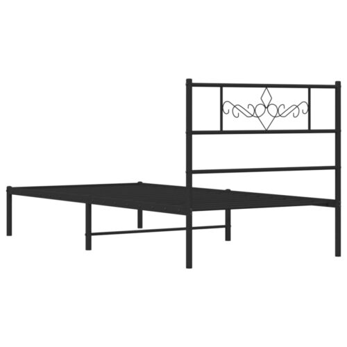 Metal Bed Frame with Headboard Black 107x203cm King Single - Image 7
