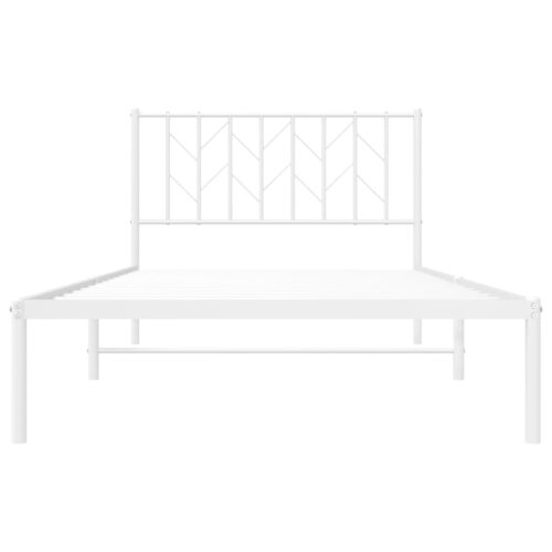Metal Bed Frame with Headboard White 107x203cm King Single - Image 5