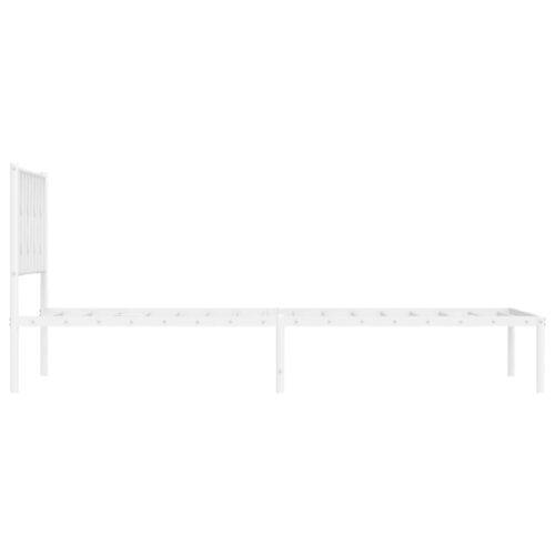 Metal Bed Frame with Headboard White 107x203cm King Single - Image 6