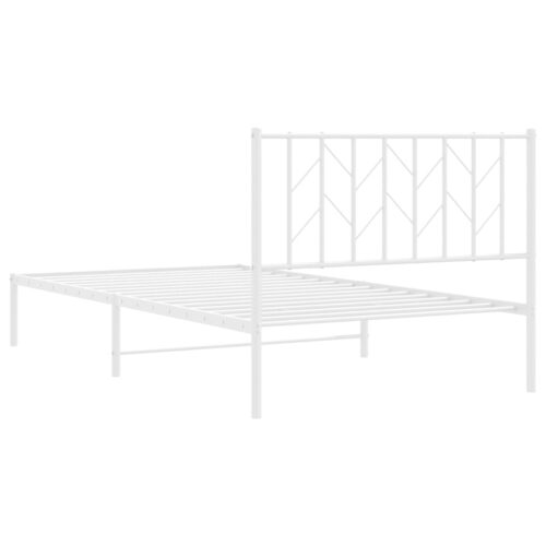 Metal Bed Frame with Headboard White 107x203cm King Single - Image 7