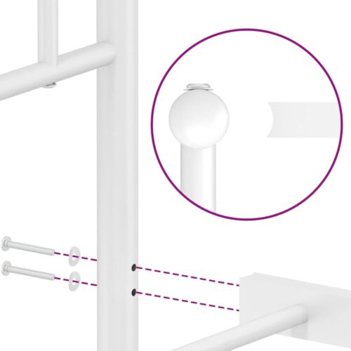 Metal Bed Frame with Headboard White 107x203cm King Single - Image 9