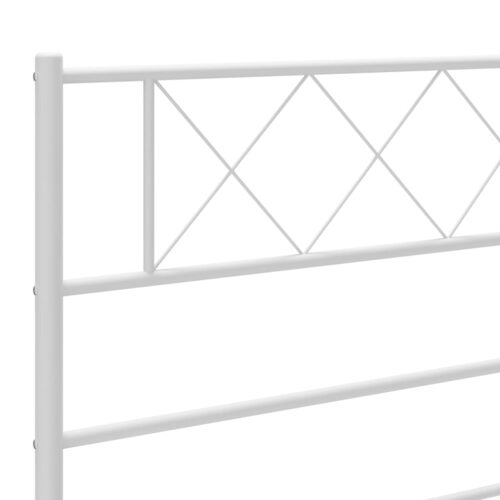 Metal Bed Frame with Headboard White 107x203cm King Single - Image 8