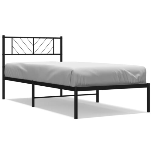 Metal Bed Frame with Headboard Black 107x203cm King Single - Image 2