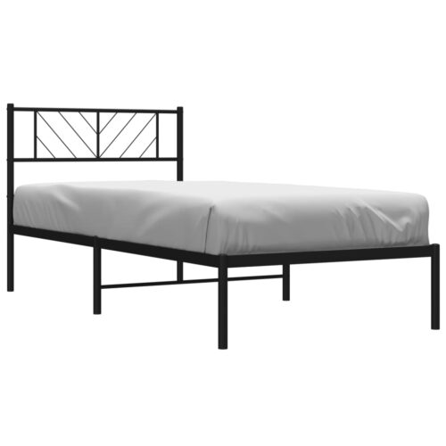Metal Bed Frame with Headboard Black 107x203cm King Single - Image 3