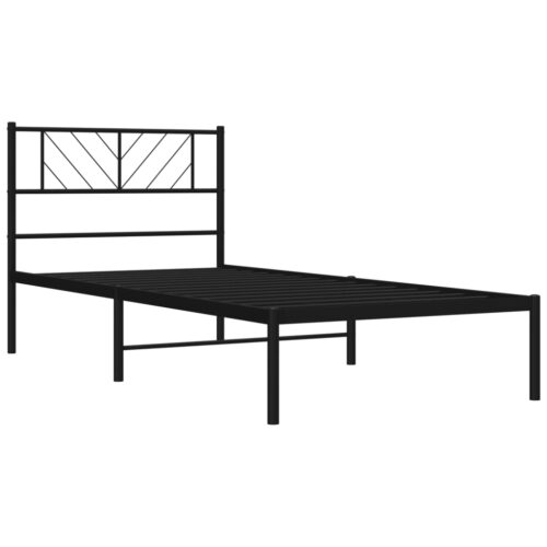 Metal Bed Frame with Headboard Black 107x203cm King Single - Image 4