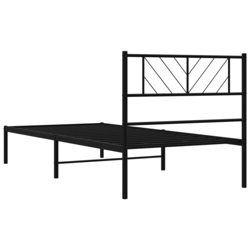 Metal Bed Frame with Headboard Black 107x203cm King Single - Image 7