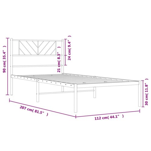 Metal Bed Frame with Headboard Black 107x203cm King Single - Image 9