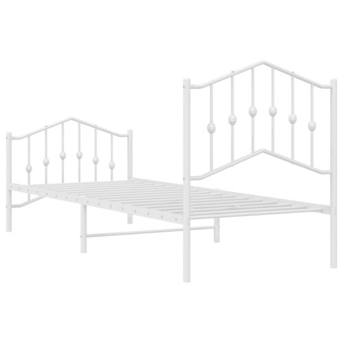 Metal Bed Frame with Footboard White 90x190cm - Image 7