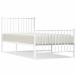 Metal Bed Frame with Footboard White 90x190cm