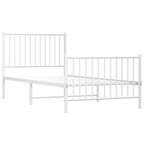 Metal Bed Frame with Footboard White 90x190cm - Image 4