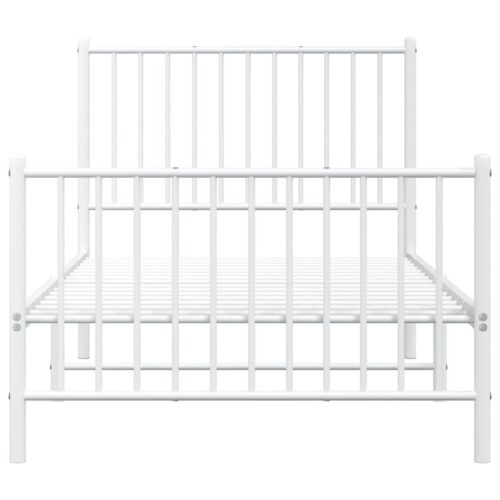 Metal Bed Frame with Footboard White 90x190cm - Image 5