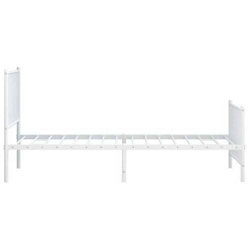 Metal Bed Frame with Footboard White 90x190cm - Image 6