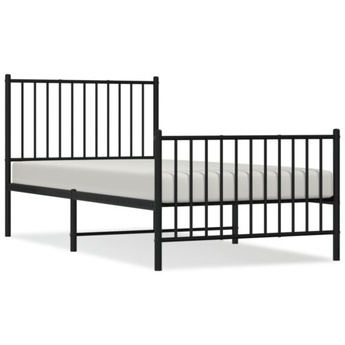 Metal Bed Frame with Footboard Black 90x190cm - Image 2
