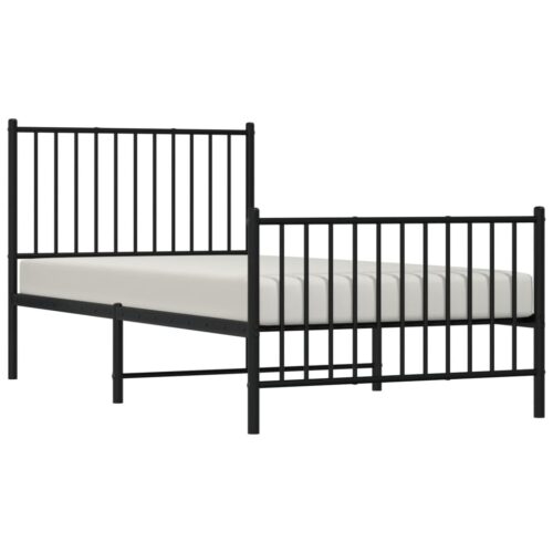 Metal Bed Frame with Footboard Black 90x190cm - Image 3