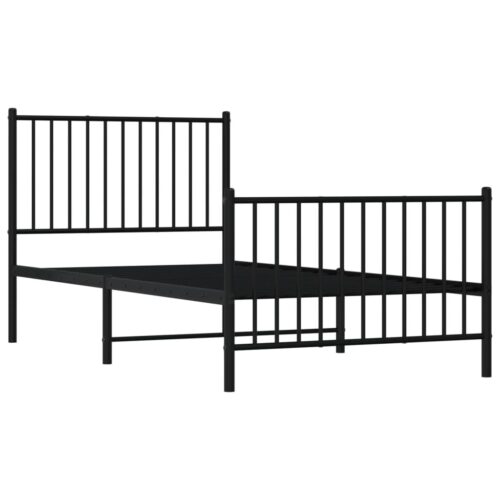 Metal Bed Frame with Footboard Black 90x190cm - Image 4