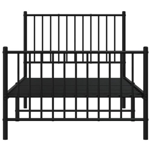 Metal Bed Frame with Footboard Black 90x190cm - Image 5