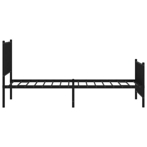 Metal Bed Frame with Footboard Black 90x190cm - Image 6