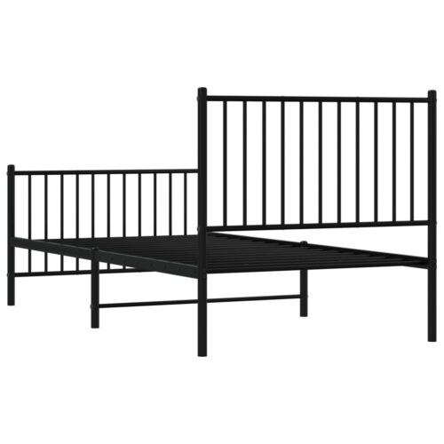 Metal Bed Frame with Footboard Black 90x190cm - Image 7